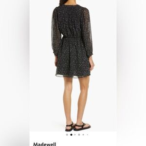 Madewell Dotted Vines Ruffle Neck Front Minidress